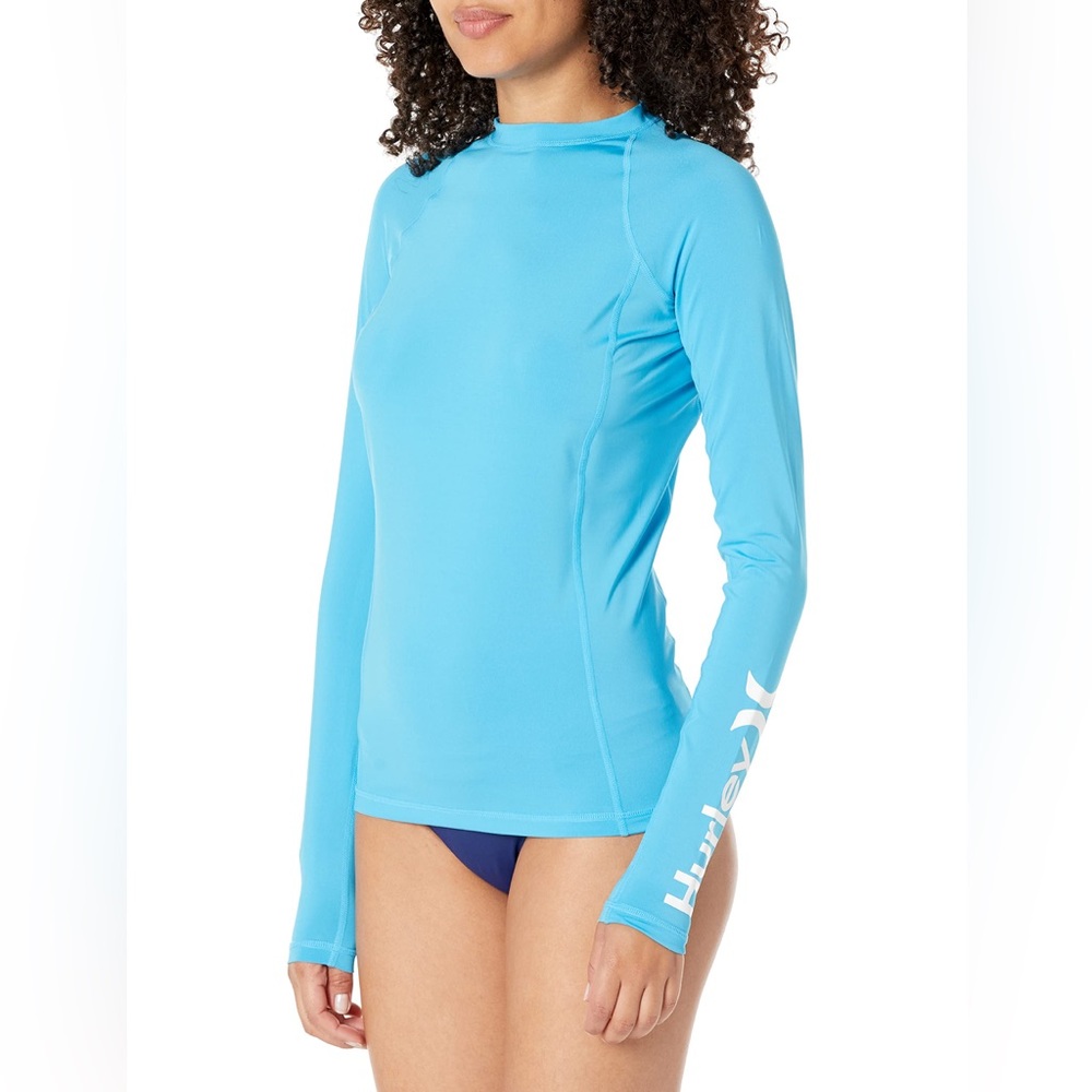Hurley Women's Standard One And Only Long-Sleeve Rashguard, High Tide, Small NWT